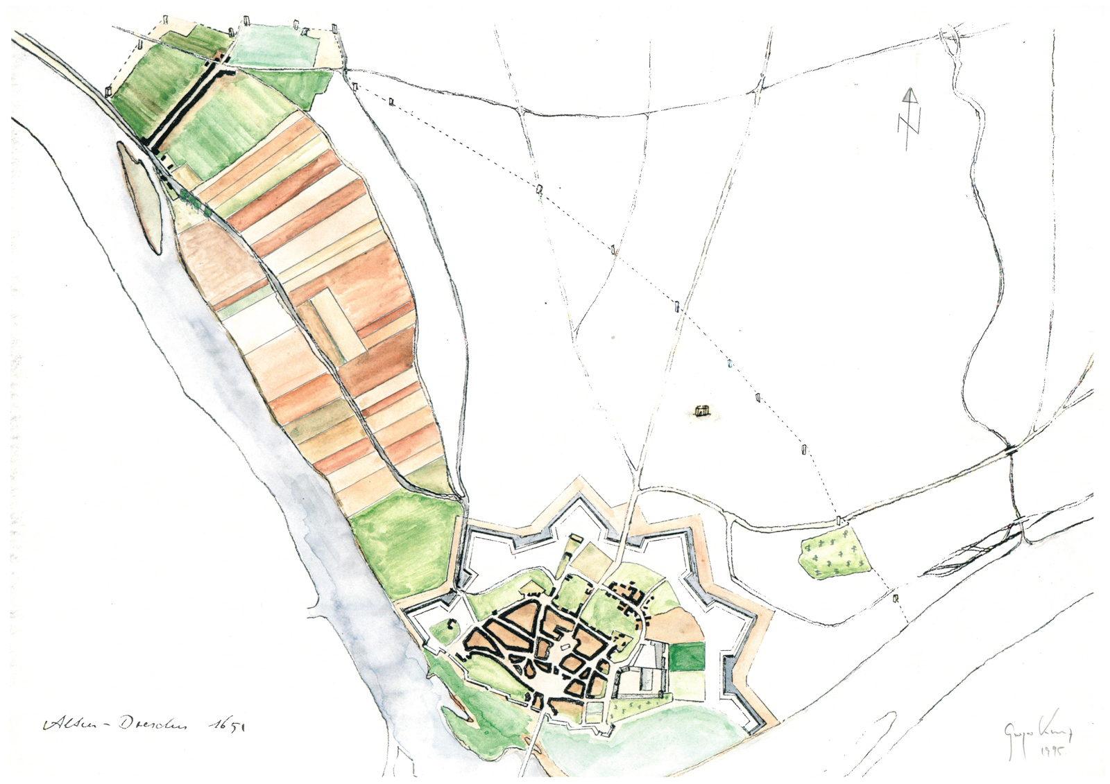 farbiger Plan von 1650